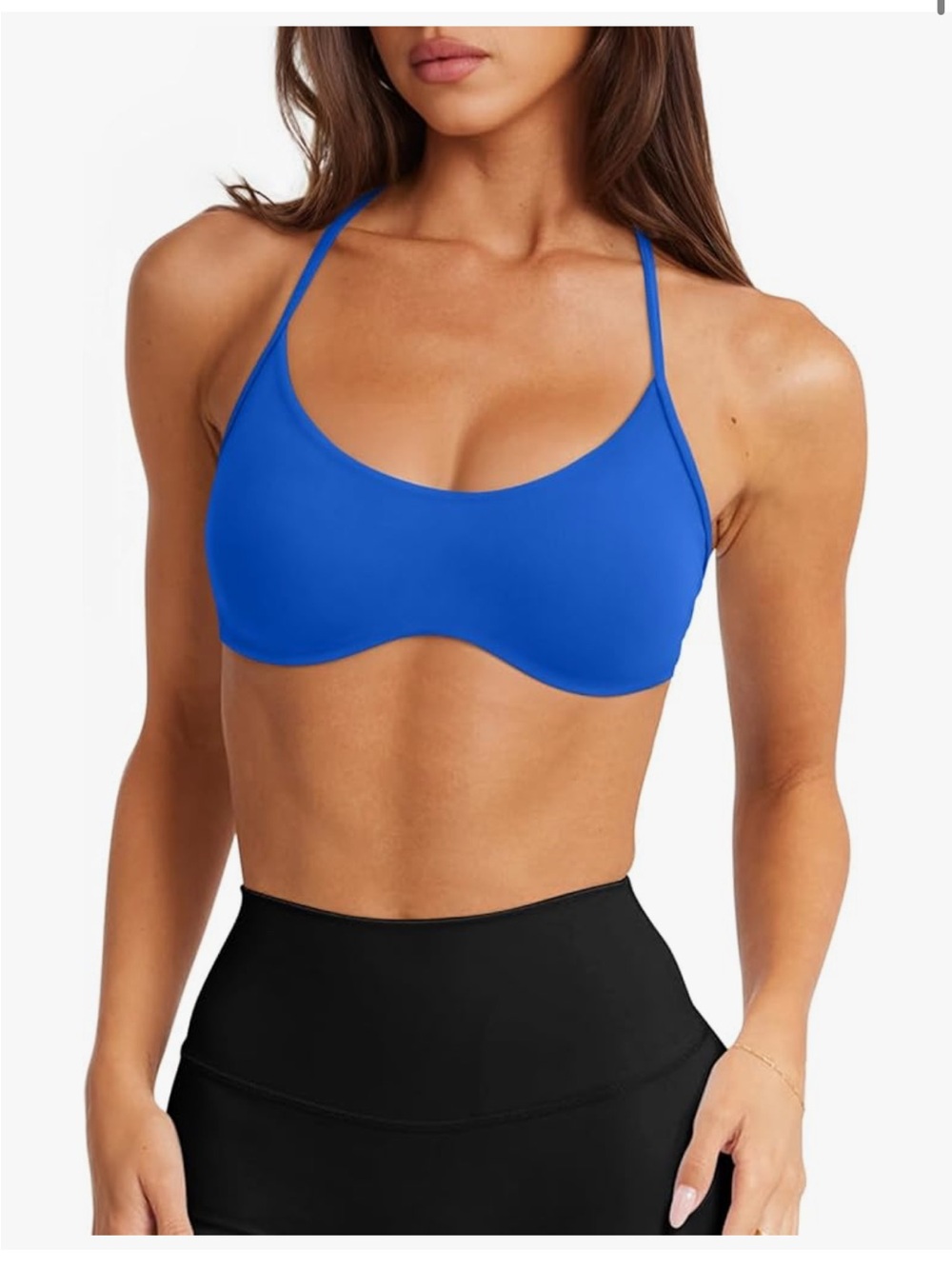 Laslulu Blue Scoop Sports Bra